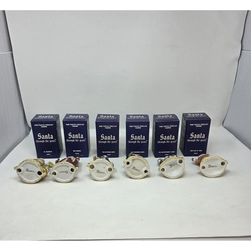 6 Santa Claus Through the Years Figures Figurine Porcelain Holiday Collectibles